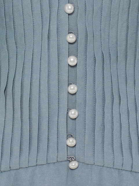 Голубое платье-мини из хлопка с воланами, 3