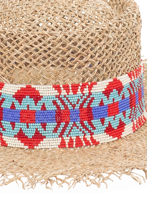 Соломенная шляпа с бахромой и вышивкой из разноцветного бисера, 4