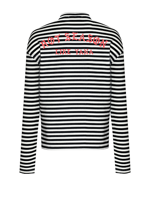 Черно-белая хлопковая тельняшка с красным принтом, 3 Черно-белая хлопковая тельняшка с красным принтом, 3