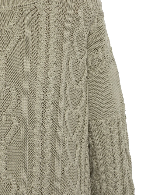 Оливковый хлопковый свитер с косами, 3 Оливковый хлопковый свитер с косами, 3
