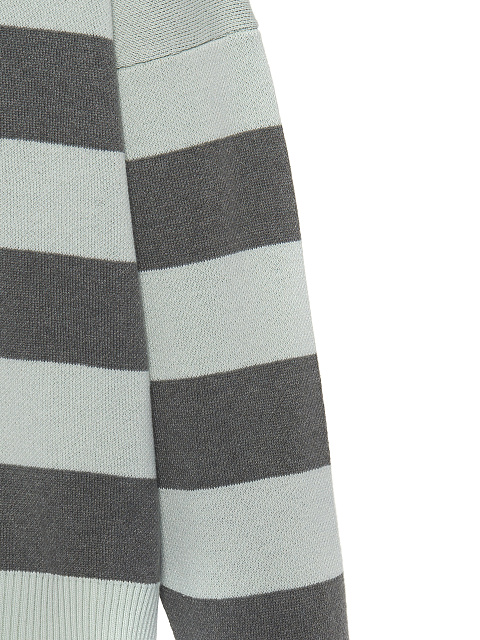Хлопковый пуловер в широкую мятно-серую полоску, 3 Хлопковый пуловер в широкую мятно-серую полоску, 3