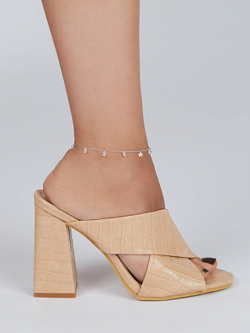 Браслет на лодыжку из серебра с прозрачными фианитами в огранке "Звезда", 2 Браслет на лодыжку из серебра с прозрачными фианитами в огранке "Звезда", 2