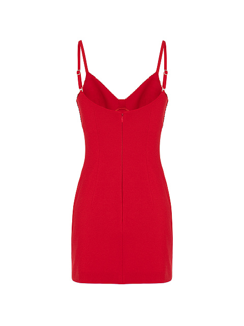 Красное трикотажное платье-мини с пайетками, 2