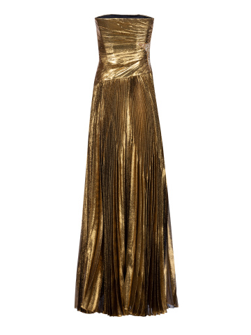 Золотое платье-макси с люрексом и стразами, 2