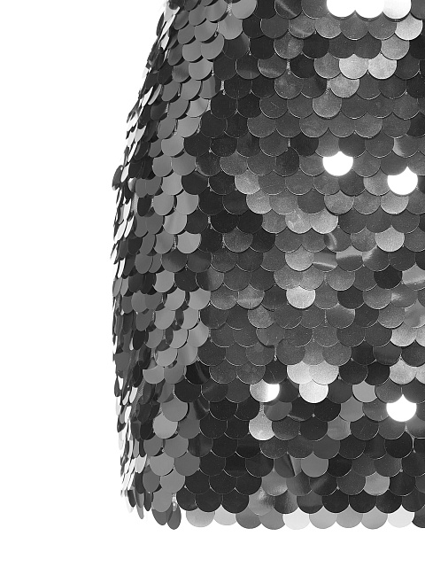 Серебристая юбка-мини в крупных пайетках, 3