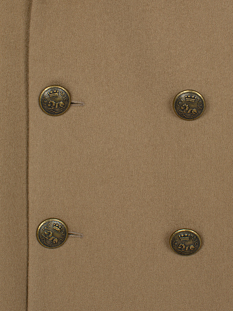 Бежевое двубортное пальто с вышивкой на рукавах, 3 Бежевое двубортное пальто с вышивкой на рукавах, 3