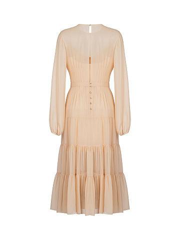 Бежевое шифоновое платье-миди, 2