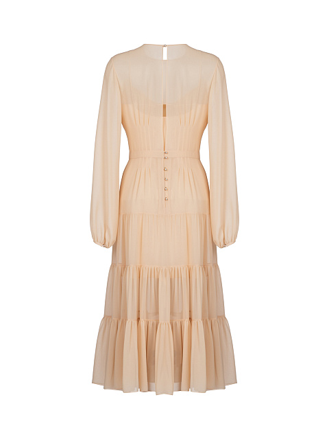 Бежевое шифоновое платье-миди, 2