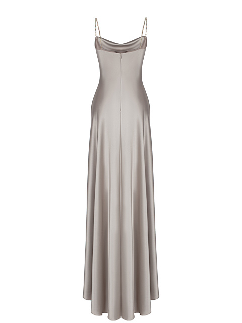 Серое платье-макси из шелка, 2