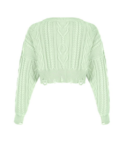 Укороченный мятный свитер с косами, 2 Укороченный мятный свитер с косами, 2