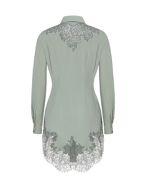 Зеленое платье-рубашка с кружевом, 2 Зеленое платье-рубашка с кружевом, 2