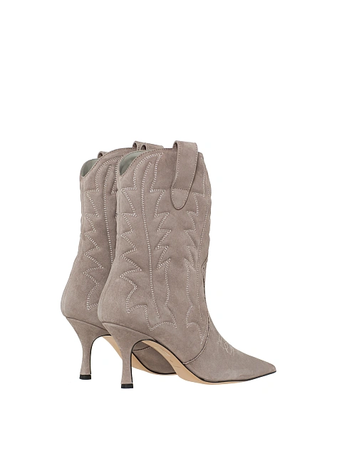 Серые замшевые казаки на каблуке, 3