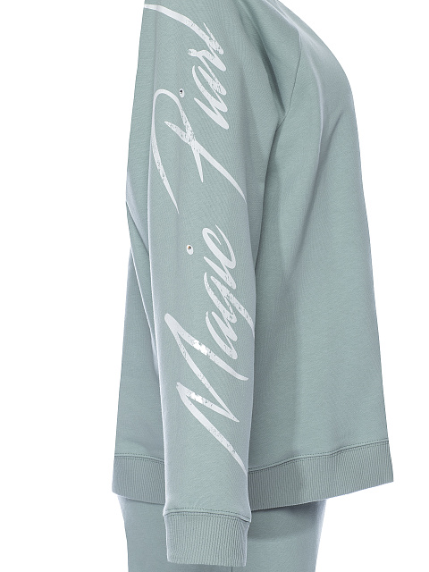 Костюм из  трикотажа "снежная мята", рукав реглан, манжеты на резинке, принт на рукавах, 3