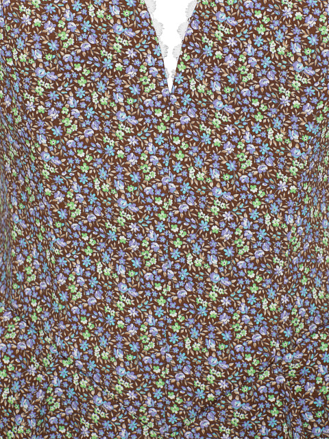 Платье-миди из хлопка с цветочным принтом и кружевными рукавами, 3