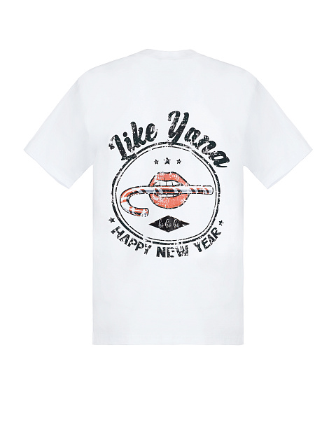 Мужская белая футболка с принтом на спине, 1