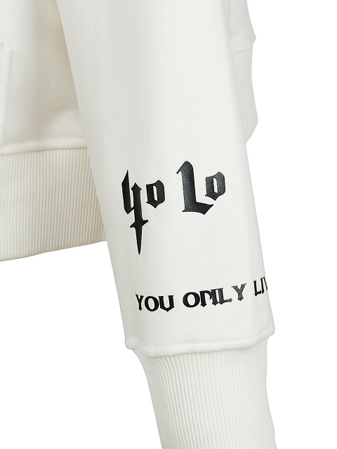 Белое худи с черным принтом на спине, 6