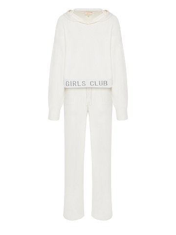 Белый трикотажный костюм Hot Girls Club с люрексом, 1