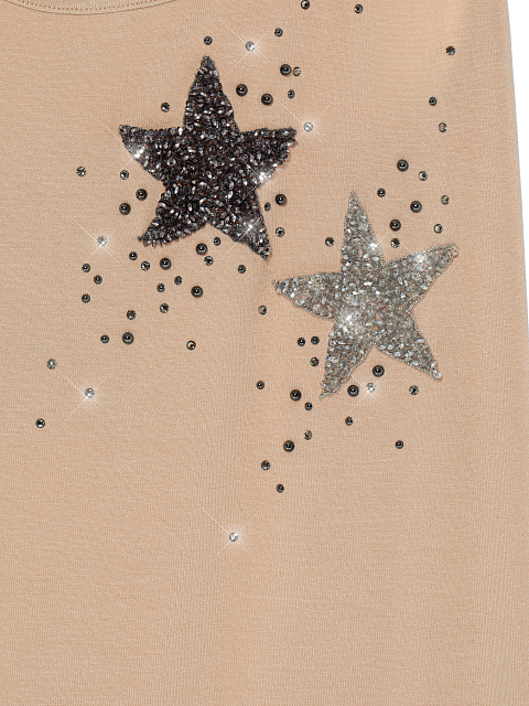 Темно-бежевая майка со стразами, 3