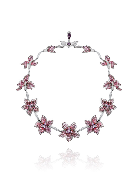 Колье из палладиевого золота со шпинелью и бриллиантами, 4 Колье из палладиевого золота со шпинелью и бриллиантами, 4