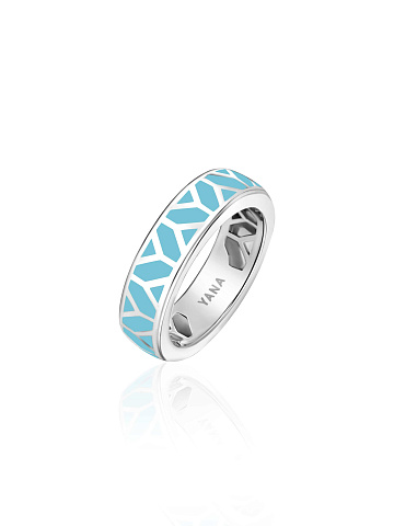 Кольцо из белого золота с эмалью Baby Blue Color, 1