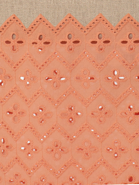 Льняное платье-миди с персиковым шитьем, 7