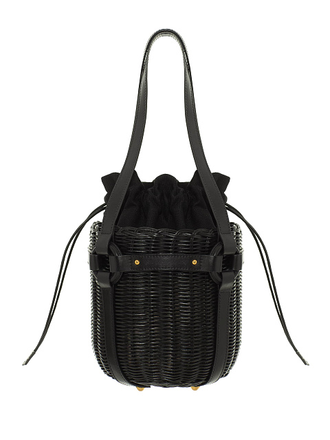 Черная сумка-ведро с кожаной отделкой, 1 Черная сумка-ведро с кожаной отделкой, 1