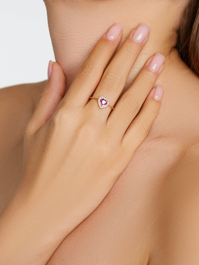 Кольцо из розового золота с розовым сапфиром и бриллиантами, 2
