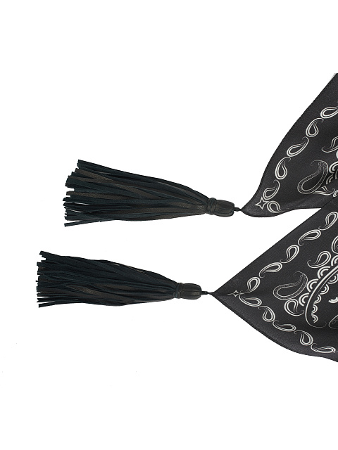 Черный шелковый платок с белым принтом, 2 Черный шелковый платок с белым принтом, 2