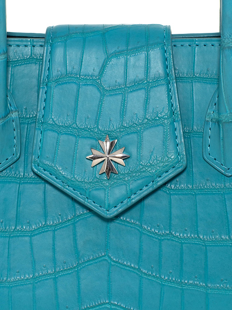Бирюзовая сумка-трапеция из кожи крокодила, 5