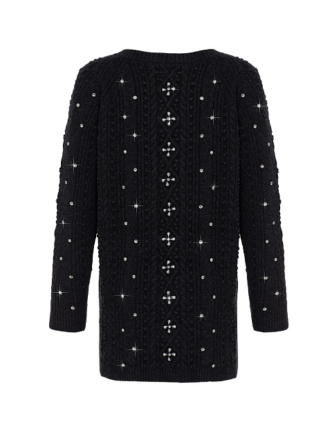 Черный удлиненный кардиган из шерсти со стразами, 2 Черный удлиненный кардиган из шерсти со стразами, 2