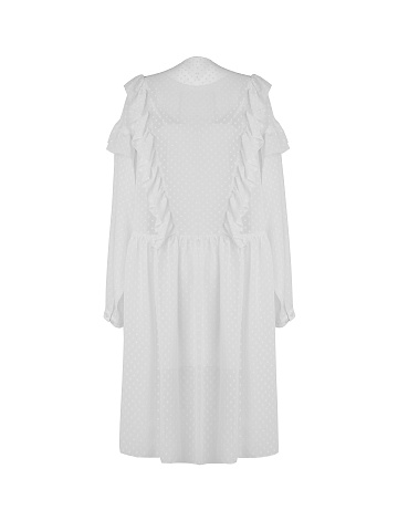 Белое платье из шифона с рюшами, 2