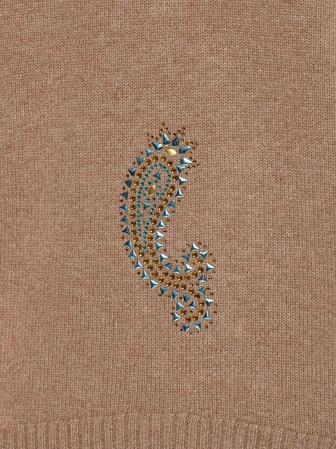 Светло-коричневый кашемировый свитер с узором пейсли, 3