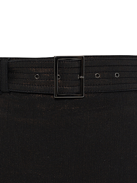 Черная юбка-карандаш из денима с люрексом, 3