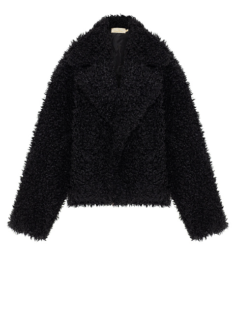 Черный укороченный жакет из эко-меха, 1