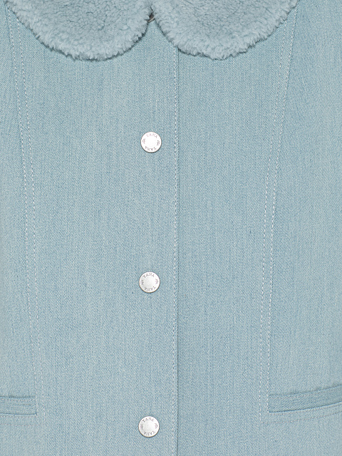 Голубой джинсовый костюм-двойка с юбкой-миди, 4 Голубой джинсовый костюм-двойка с юбкой-миди, 4