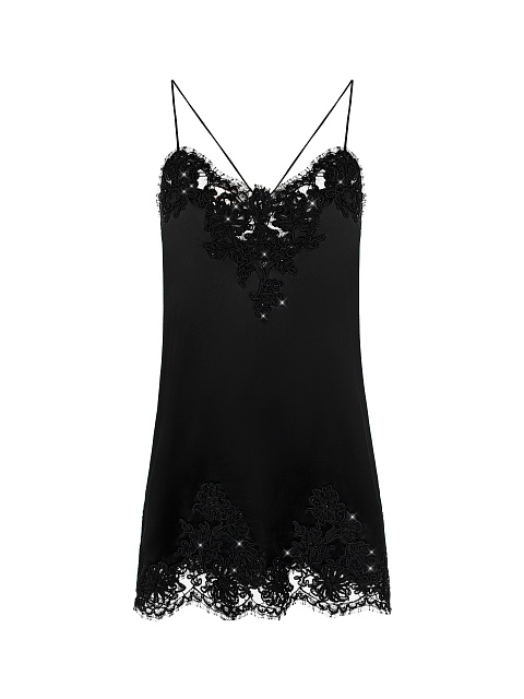 Домашний комплект из черного шелка с кружевом, 3 Домашний комплект из черного шелка с кружевом, 3