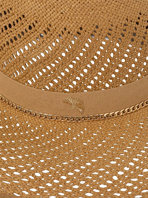Cоломенная шляпа с бежевой лентой и цепью, 4