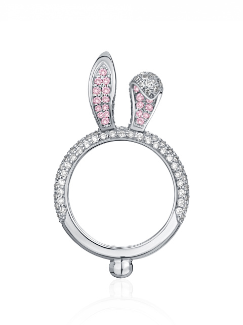 Кольцо в виде кролика из белого золота и белых и розовых бриллиантов, 1