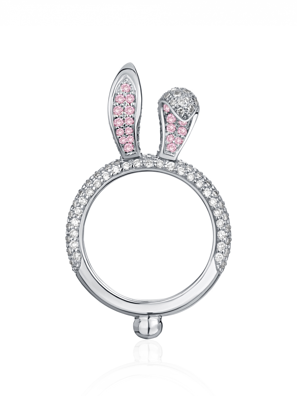 Кольцо в виде кролика из белого золота и белых и розовых бриллиантов, 1