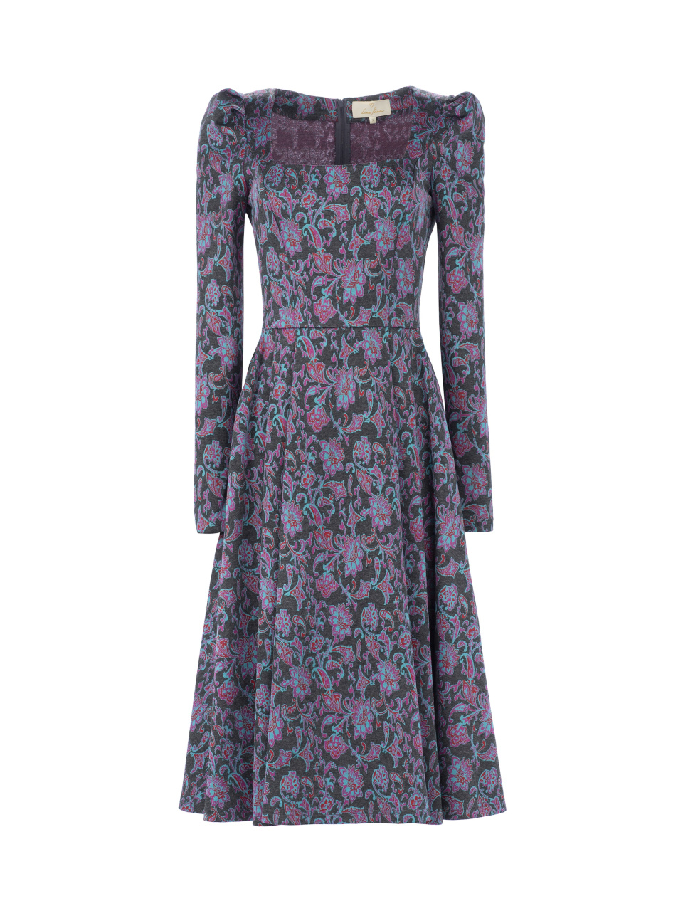 Трикотажное платье-миди с фиолетовым принтом, 1