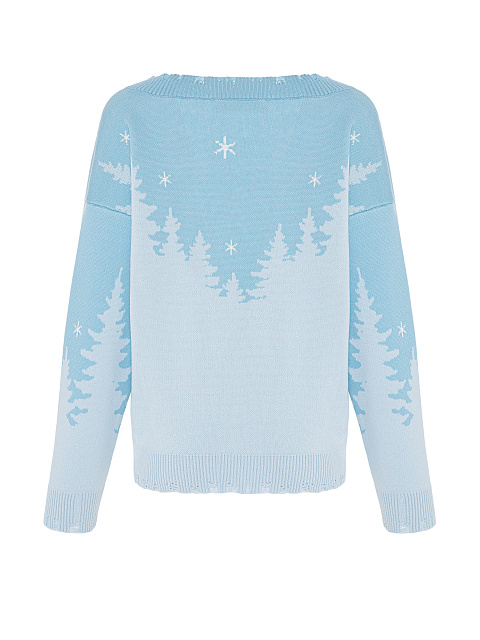 Голубой пуловер с лесным пейзажем, 3