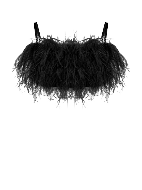 Черный топ-бра с боа, 1