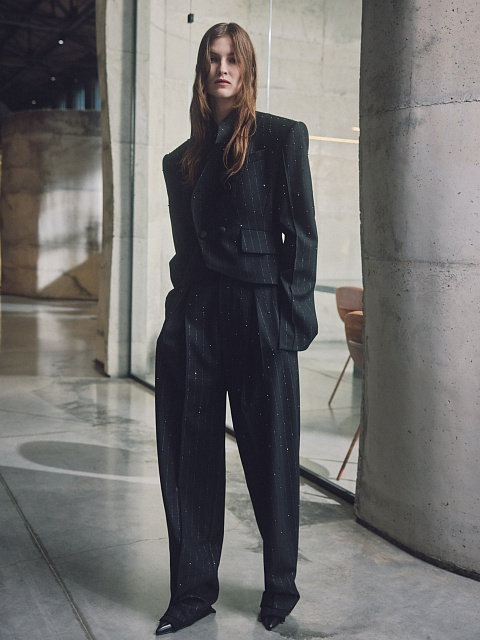 Брюки в полоску с вышивкой, 4