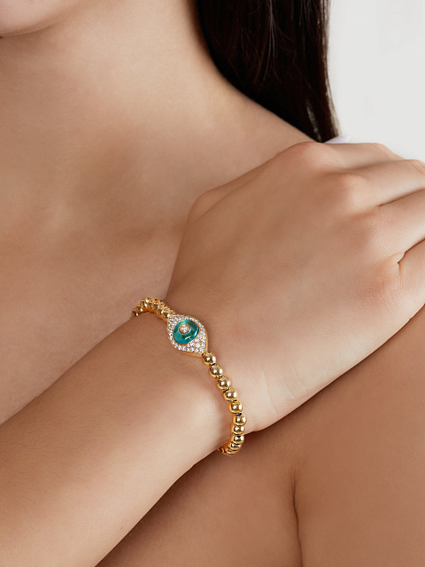 Браслет из желтого золота с кварцем и бриллиантами, 2