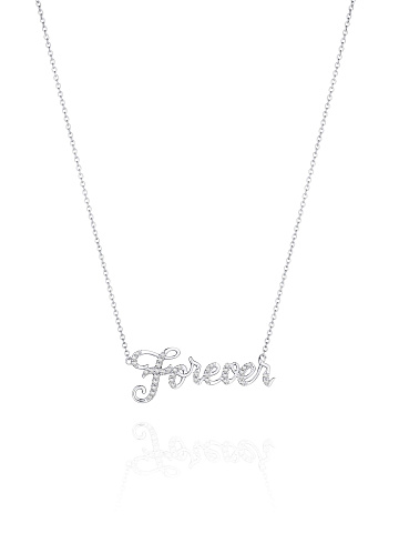 Колье с кулоном Forever из белого золота с бриллиантами, 1 Колье с кулоном Forever из белого золота с бриллиантами, 1