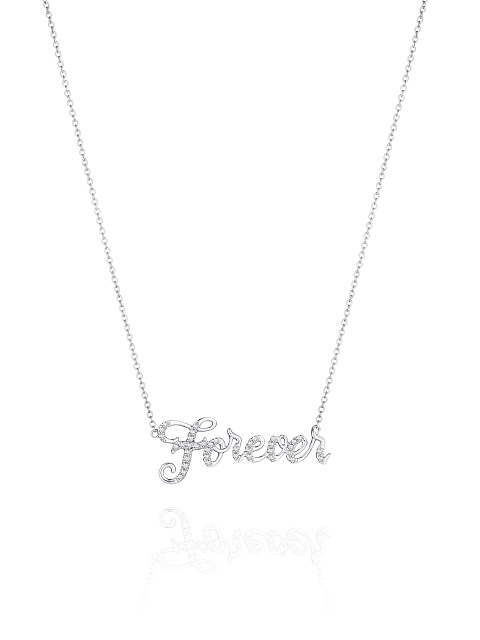Колье с кулоном Forever из белого золота с бриллиантами, 1