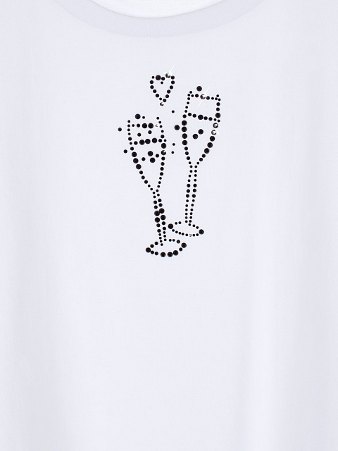 Белая хлопковая футболка с черными стразами, 3 Белая хлопковая футболка с черными стразами, 3
