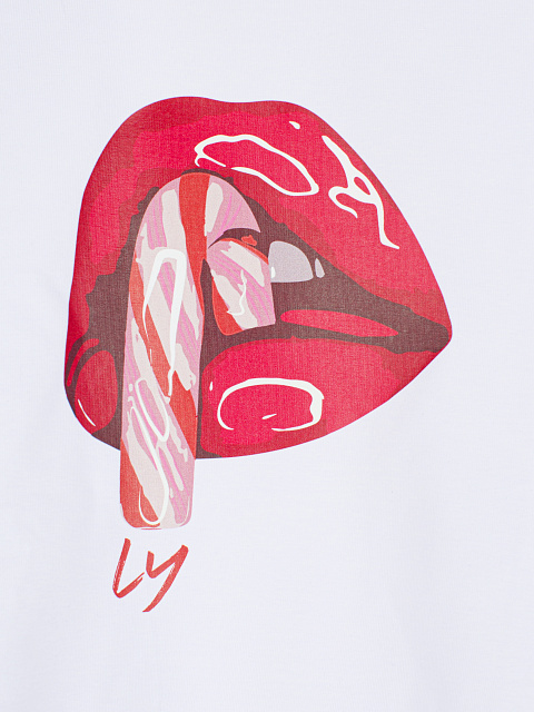 Укороченная белая футболка с принтом, 4