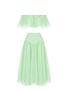 Салатовый шифоновый комплект из топа и юбки-миди
