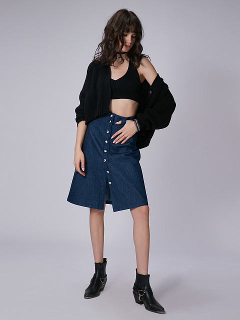 Синяя юбка-миди из денима, 8 Синяя юбка-миди из денима, 8